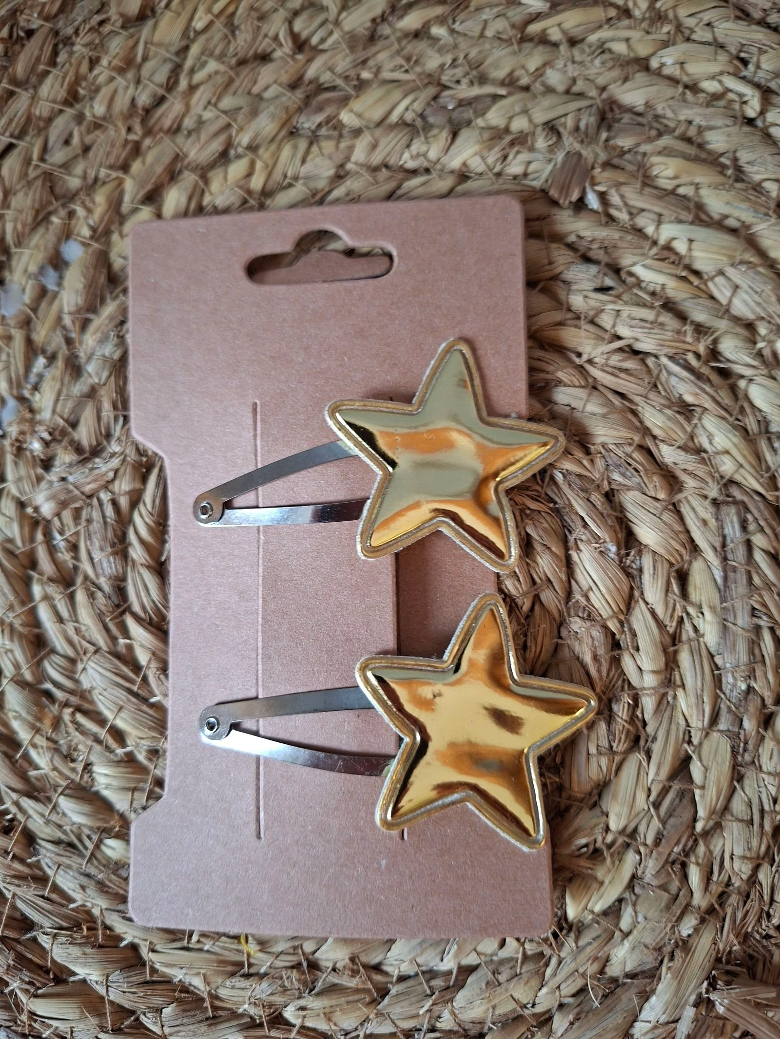 Gouden sterren haarknipjes klikklak 5cm - set van 2